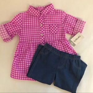 NWT. Carters Gingam Dress and leggings.